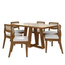 Ver imagem 2 de Mesa Sion 1,60 com 6 Cadeiras Sextavada Freijó/off/corino Branco - M.a Freijó/off Premium/corino