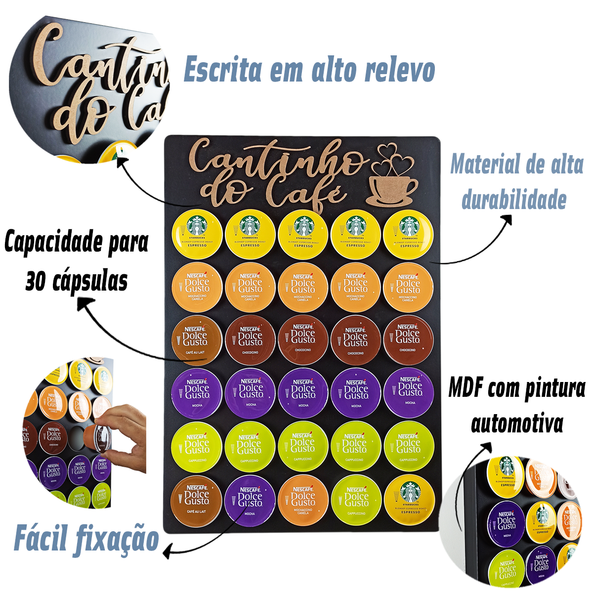 Porta Cápsulas Café 30x40 Dolce Gusto - Preto - Cantinho do Café 30 Cápsulas - 3