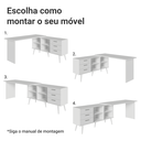 Ver imagem 5 de Kit 2 Peças com Escrivaninha em L 3 Gavetas e Armário Multiuso com Vidro Branco Madesa