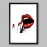 Quadro Lábios Carmim - 20x30cm - Moldura Caixa Preto - 1