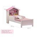 Ver imagem 6 de Cama Solteiro Montessoriana Princesa Meninas Grade Proteção Prateleiras com Colchão Cor Branco/rosa