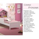 Ver imagem 4 de Cama Solteiro Montessoriana Princesa Meninas Grade Proteção Prateleiras com Colchão Cor Branco/rosa
