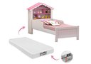 Ver imagem 2 de Cama Solteiro Montessoriana Princesa Meninas Grade Proteção Prateleiras com Colchão Cor Branco/rosa