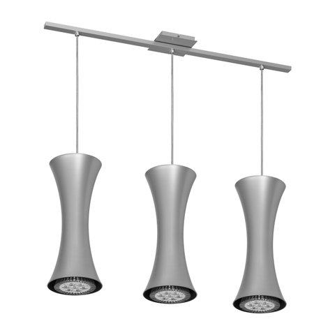 Lustre Pendente Design 7923 Para 3 Lâmpadas Gu10 Cor Prata