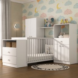 Quarto Infantil com Berço Cômoda Olívia Multimóveis Branco - 1
