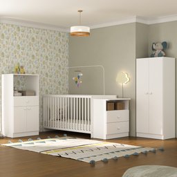 Quarto Infantil com Berço Cômoda Olívia Multimóveis Branco - 7