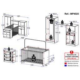 Quarto Infantil com Berço Cômoda Olívia Multimóveis Branco - 4