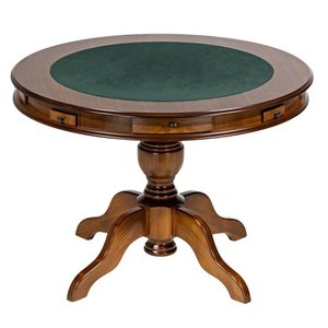 Mesa de Jogos Redonda Tampo Reversível Gavetas e Porta Copos 140cm M04 Imbuia - Lyam Decor