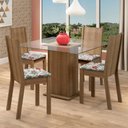Ver imagem 1 de Conjunto Sala de Jantar Madesa Maya Mesa Tampo de Vidro com 4 Cadeiras - Rustic/floral Hibiscos