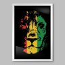 Quadro Leão Reggae - 45x30cm - Moldura Caixa Branco - 1