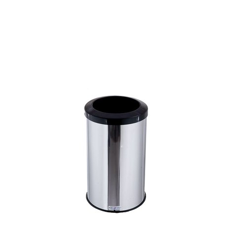 Lixeira Aço Inox Com Aro Plástico Lixo Reciclável Cozinha 20 Litros - Preto