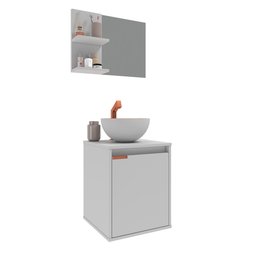 Kit Gabinete para Banheiro com Cuba e Espelheira Box Branco com Cobre - 1