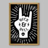 Quadro Rock'n'Roll Chifrinho - 45x30cm - Moldura Caixa Madeira - 1