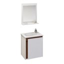 Ver imagem 2 de Conjunto Gabinete de Banheiro com Cuba e Espelheira Suspenso 44cm Apollo Branco/Freijó