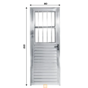 Ver imagem 2 de Porta Social com Postigo Vidro Boreal Alumínio Brilhante - Linha 25 - 210cm - 80cm - Direito