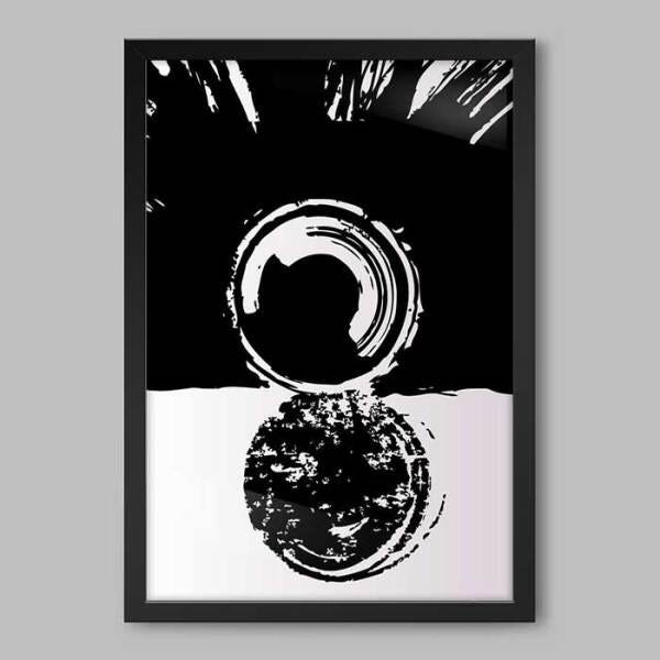 Quadro Abstrato Invertidos - 45x30cm - Moldura Caixa Preto - 1