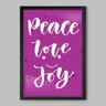 Quadro Frase Peace Love Joy - 45x30cm - Moldura Caixa Preto - 1