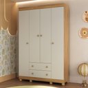 Ver imagem 1 de Guarda-roupa Infantil 122cm 4 Portas e 2 Gavetas Allegra Multimóveis Mp4443 Madeirado/off White
