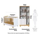 Ver imagem 3 de Quarto de Bebê Guarda Roupa Berço Minicama 4 em 1 Levy MDF Espresso Móveis Amêndoa/Branco Brilho