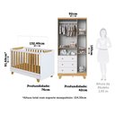 Ver imagem 3 de Quarto de Bebê Guarda Roupa 3 Portas e Berço Minicama 4 em 1 Levy 100% MDF Yescasa
