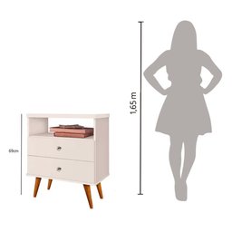 Mesa Cabeceira 2 Gavetas Off White J&a Móveis Status 69x60x34 - 7