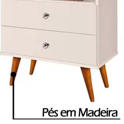 Mesa Cabeceira 2 Gavetas Off White J&a Móveis Status 69x60x34 - 4