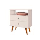 Ver imagem 2 de Mesa Cabeceira 2 Gavetas Off White J&a Móveis Status 69x60x34