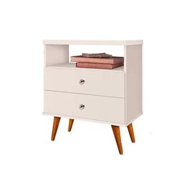 Mesa Cabeceira 2 Gavetas Off White J&a Móveis Status 69x60x34 - 2