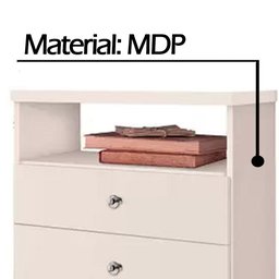Mesa Cabeceira 2 Gavetas Off White J&a Móveis Status 69x60x34 - 5