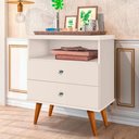 Ver imagem 1 de Mesa Cabeceira 2 Gavetas Off White J&a Móveis Status 69x60x34