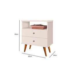 Mesa Cabeceira 2 Gavetas Off White J&a Móveis Status 69x60x34 - 6