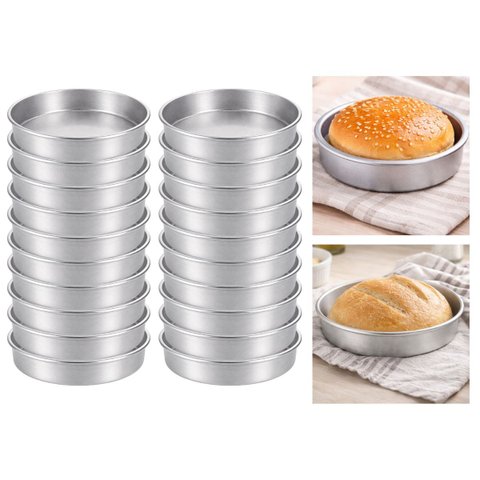 Kit 20 Formas para Assar Pão de Hambúrguer 11,5x2,5 Alumínio Resistente