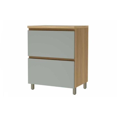 Armário de Cozinha Modulado Balcão Rainha 1 Porta e 1 Gaveta C/ Tampo 70cm Nature/verde - Nesher