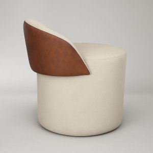 Puff Encosto Corino Redondo Suede Sala Penteadeira Quarto:capuccino