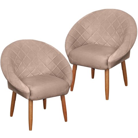 Kit 2 Cadeira Poltronas Resistente para Salão Decorativa Pés de Madeira Resistente Luxo