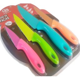 Jogo De Facas Colorida Em Aço Inox Cozinha Churrasco Legumes - 2