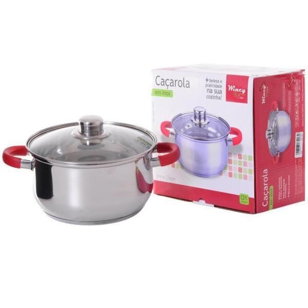 Caçarola De Inox Com Tampa E Alca De Vidro Clean 18Cm | MadeiraMadeira