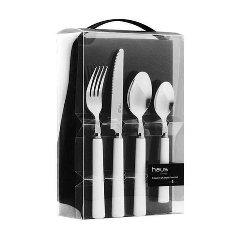 Faqueiro Essential 24 Peças Haus Branco