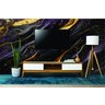 Papel de Parede Painel 3D Mármore Dourado Preto Roxo 3,5M Auto Colante Lavável Revestimento Brilhoso - 2
