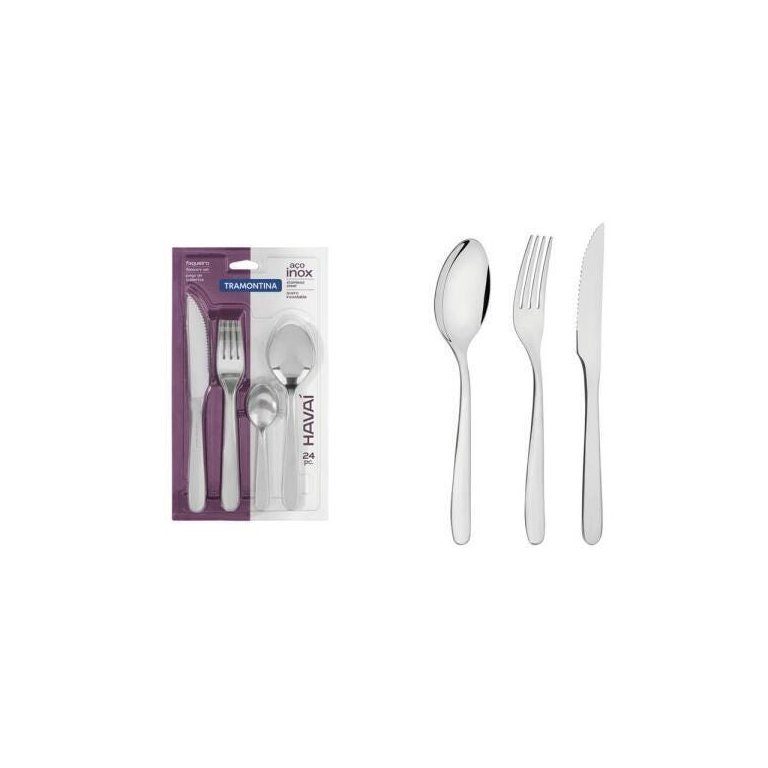 Faqueiro Tramontina Havaí Aço Inox Facas Churrasco 24 Peças