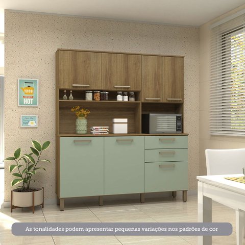 Cozinha Compacta 165,40cm 7 Portas e 2 Gavetas com Tampo 353 Luciane Móveis