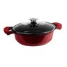 Panela Caçarola 26Cm Marble Tampa Vidro 3,5L Wincy Vermelha - 3