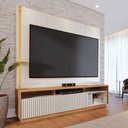 Ver imagem 3 de Conjunto Aparador e Estante Violeta para TV Off White Matte Freijó MDF MDP com Porta e Nicho