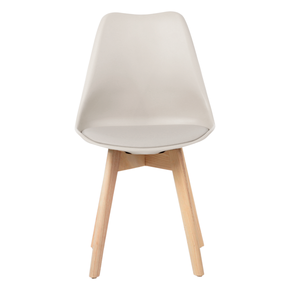 Ver imagem 2 de 1/8 Kit 4 Cadeiras Jantar Eames Wood Leda Design Estofada Nude