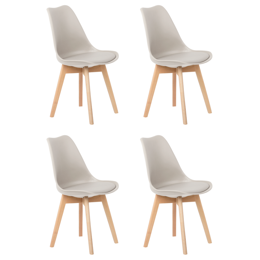 1/8 Kit 4 Cadeiras Jantar Eames Wood Leda Design Estofada Nude - 1