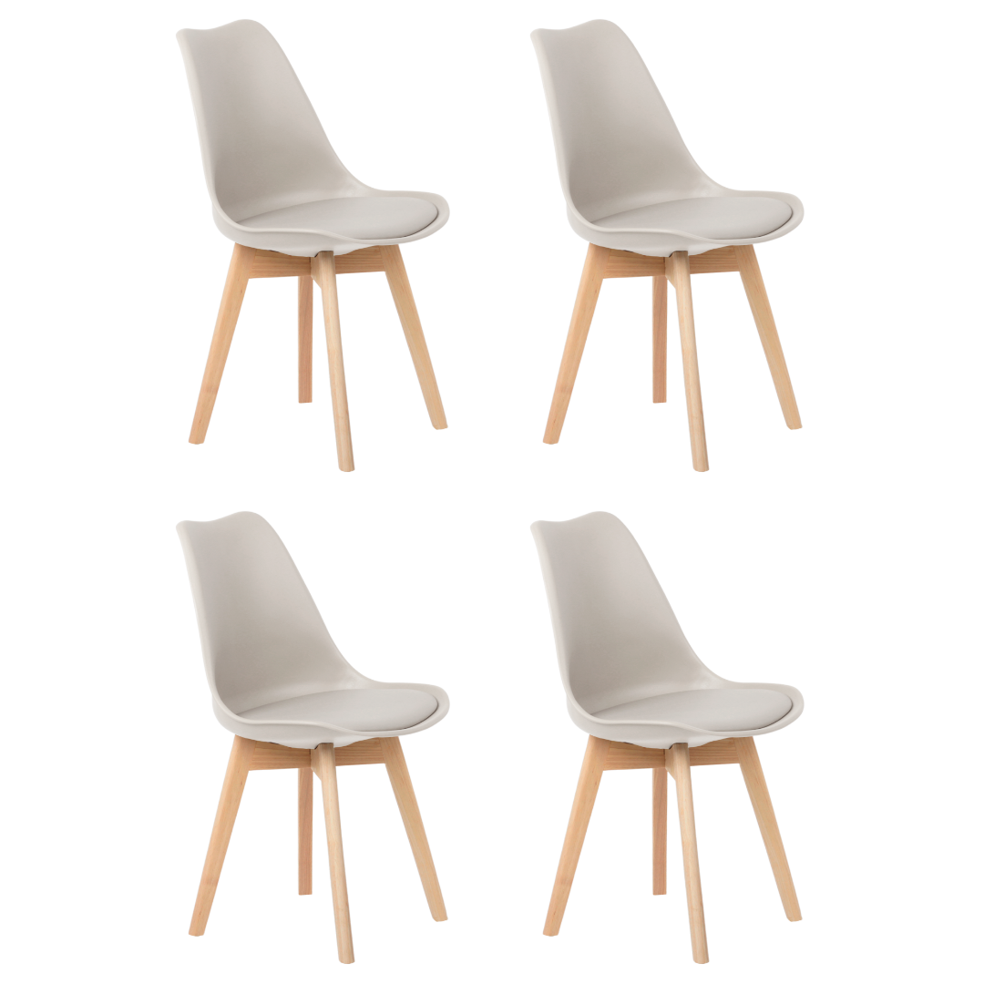 Ver imagem 1 de 1/8 Kit 4 Cadeiras Jantar Eames Wood Leda Design Estofada Nude