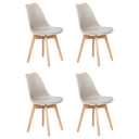 Ver imagem 1 de 1/8 Kit 4 Cadeiras Jantar Eames Wood Leda Design Estofada Nude