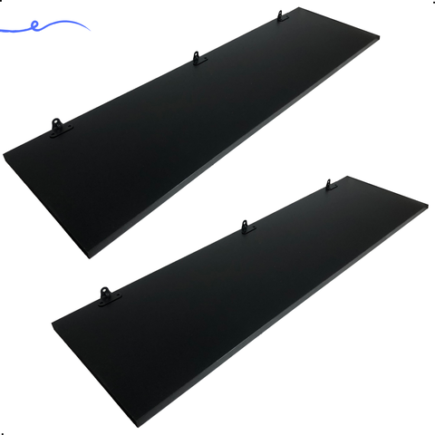 Kit 2 Prateleira Preta 90X25 + Suporte Flutuante Mdf  Organizadora Decoração Cozinha Banheiro Sala