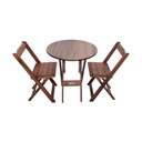 Ver imagem 1 de Mesa Dobrável de Madeira Redonda 70cm com 2 Cadeiras Imbuia - Tarimatã