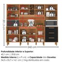 Ver imagem 3 de Kit Cozinha 8 Portas 3 Gavetas 242 cm Polar Cinamomo Preto Zanz